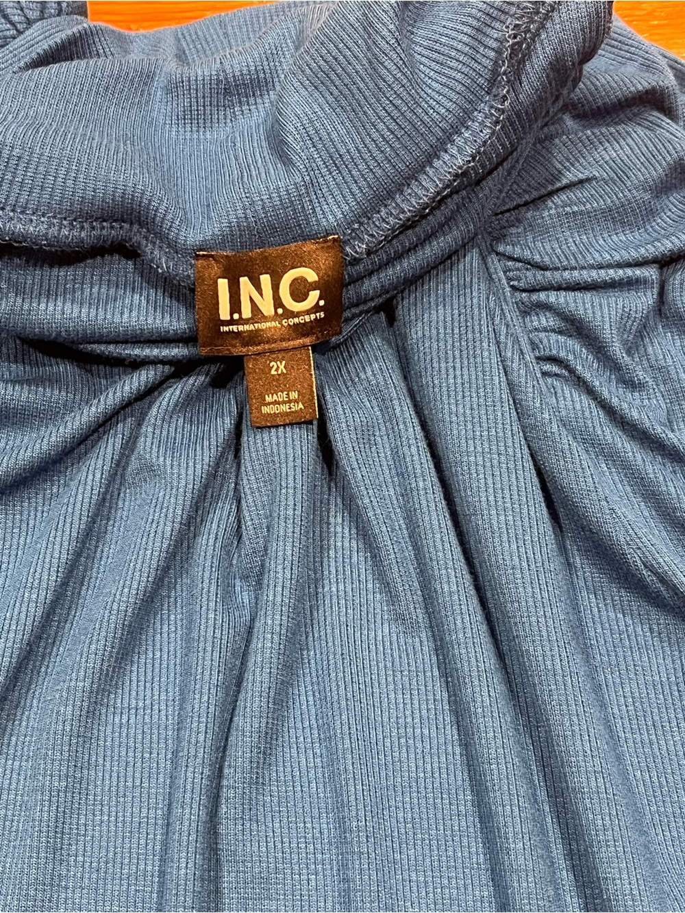 Puff-Shoulder Ribbed Turtleneck in blue by I.N.C. International Concepts NWT - Picture 6 of 9
